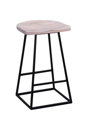 Porter Designs Clement Solid Acacia Wood Bar Stool With Sleek Lines And Comfortable Scooped Seat White Wood 07-196-10-2096