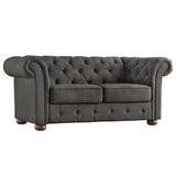 Homelegance By Top-Line Pietro Tufted Chesterfield Loveseat Dark Grey Linen