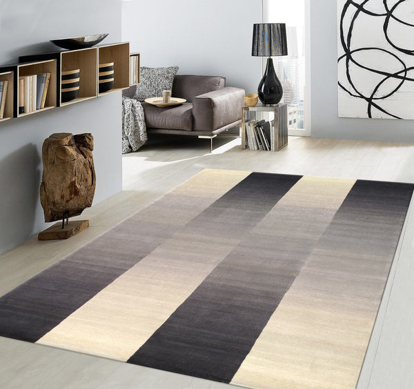 Pasargad Home Rodeo Collection Hand-tufted Silver/Ivory Wool Area Rug For Contemporary Spaces   Pcc-01 8x10