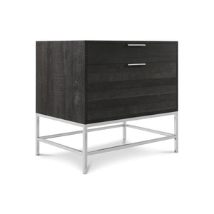 Bernhardt Bernhardt Coleman File Cabinet With Distressed Cinder Pine & Grey-Mist Stainless Base, 2-Drawer Elegant Storage D14505
