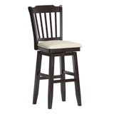 Homelegance By Top-Line Juliette Slat Back Bar Height Wood Swivel Bar Stool Black Rubberwood