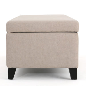 English Elm Hartford Upholstered Storage Ottoman Bench with Birch Legs for Living Room 73766.00FWHEAT