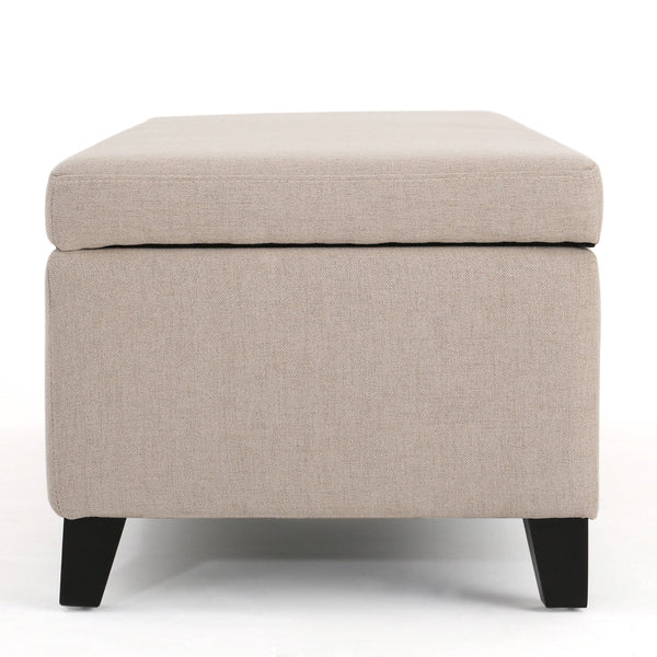 English Elm Hartford Upholstered Storage Ottoman Bench with Birch Legs for Living Room 73766.00FWHEAT