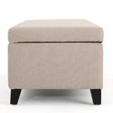 Hearth and Haven Xenon Fabric Upholstered Storage Bench with Birch Wood Legs, Wheat 73766.00FWHEAT