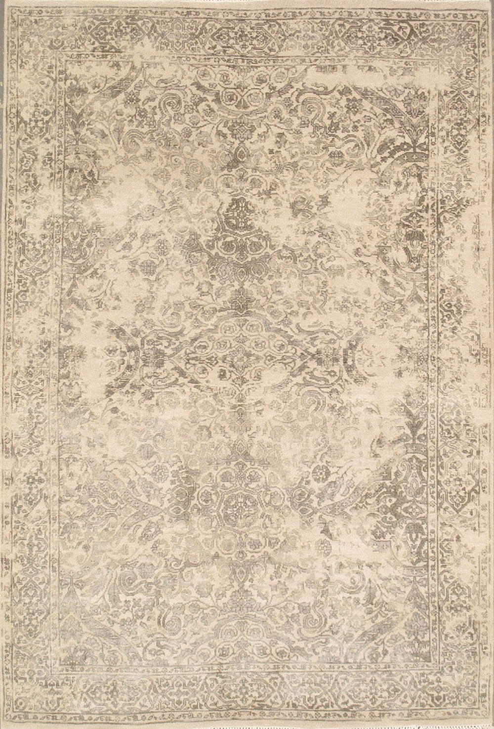 Pasargad Home Transitional Collection Hand-knotted Silk & Wool Area Rug For Luxurious Decor   Pce-1309bge 4x6