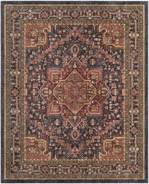 Livabliss Pacific Global Eclectic Area Rug with Knotted Fringe for Living and Dining Rooms Rust, Midnight 5'3" x 7' PCF2301-537