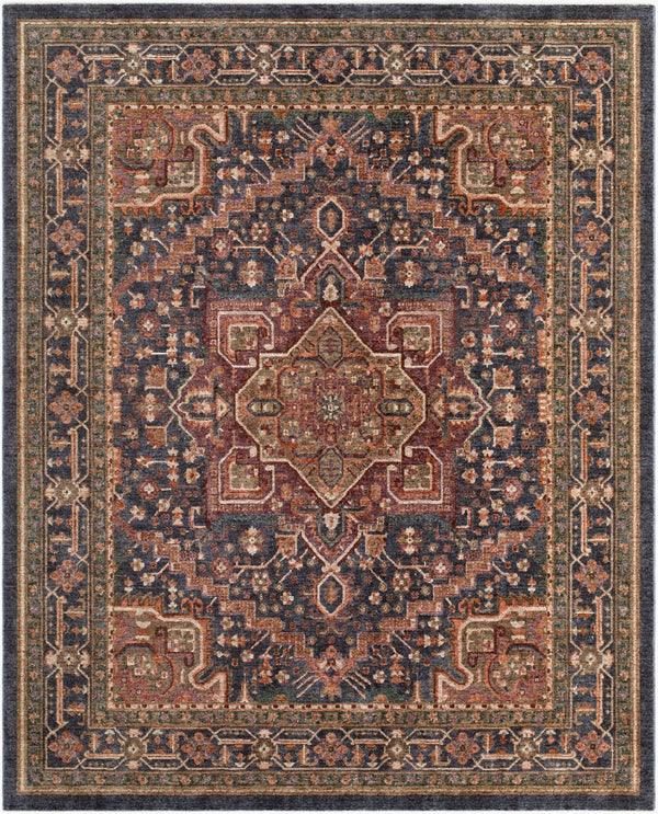 Livabliss Pacific Global Eclectic Area Rug with Knotted Fringe for Living and Dining Rooms Rust, Midnight 5'3" x 7' PCF2301-537