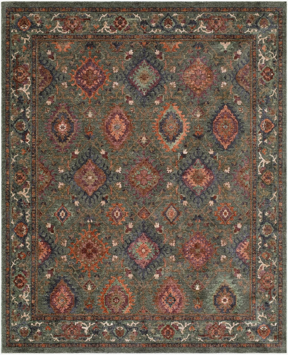 Livabliss Pacific Global Pattern Area Rug Polyester Woven with Fringe for Living Dining Rooms Teal, Rust 5'3" x 7' PCF2302-537
