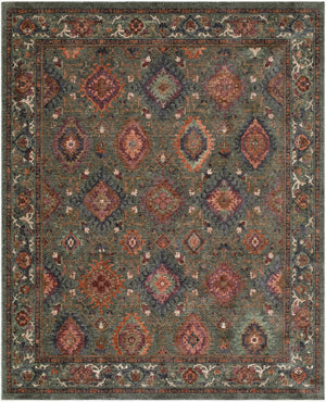 Livabliss Pacific Global Pattern Area Rug Polyester Woven with Fringe for Living Dining Rooms Teal, Rust 5'3" x 7' PCF2302-537