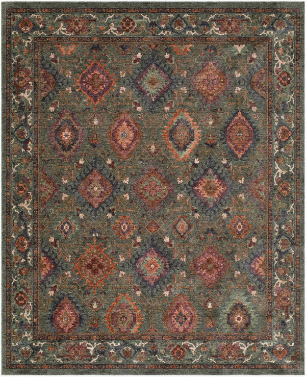 Livabliss Pacific Global Pattern Area Rug Polyester Woven with Fringe for Living Dining Rooms Teal, Rust 5'3" x 7' PCF2302-537