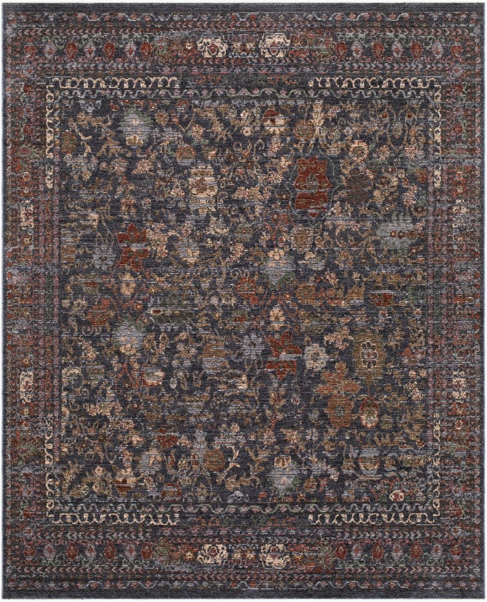 Livabliss Pacific Global Inspired Polyester Area Rug with Fringe for Living and Dining Rooms Midnight Blue, 9' x 12' PCF2303-912