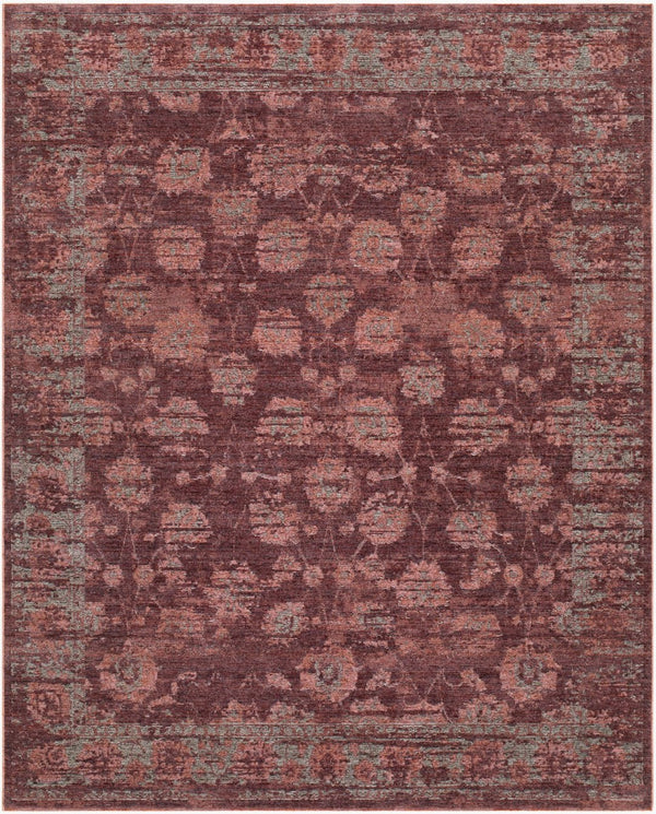 Livabliss Pacific Global Bohemian Fringe Area Rug Polyester Woven for Large Living Spaces Burgundy, Dust 7'10" x 10' PCF2304-71010