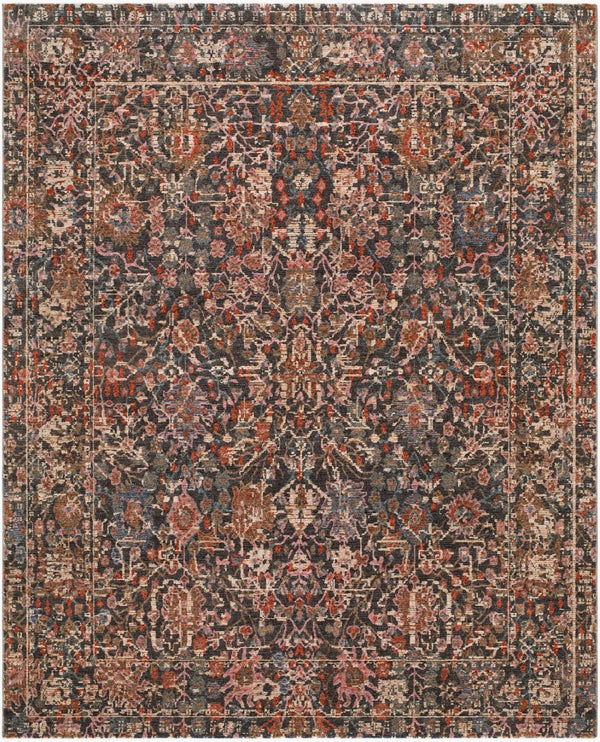 Livabliss Pacific Global Motif Polyester Area Rug with Fringe Border for Large Living Rooms Rust, Charcoal 2'7" x 3'11" PCF2305-27311