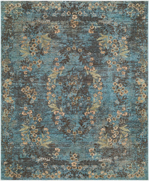 Livabliss Pacific Collection Bohemian Polyester Area Rug with Fringe for Living and Dining Rooms Teal, Charcoal 6'7" x 9' PCF2308-679