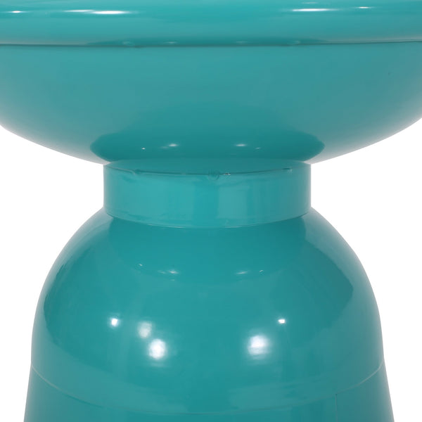 English Elm Serenita Outdoor Powder Coated Iron Pedestal Side Tables Sculptural Flared Set of Two Teal 73614.00T