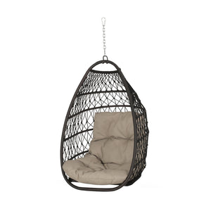 English Elm Christopher Knight Home® - Elijah Elegant Foldable Hanging Wicker Chair With Plush Cushions For Cozy Outdoor Relaxation 70604.00DTN