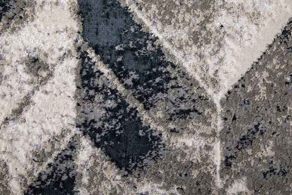 Feizy Rugs Micah Modern Low Pile Chevron Area Rug - Soft, Stain Resistant, Perfect For High Traffic Spaces Black,Gray,Silver Polyester,Polypropylene 6943048fgryslvg22