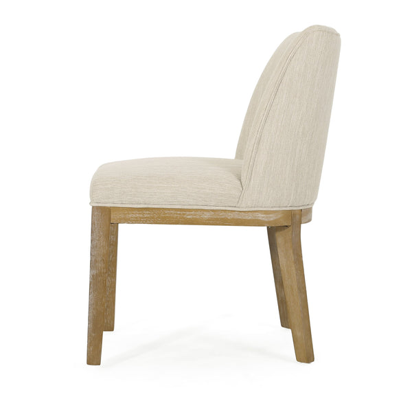 English Elm Dining Chair Set of 2 Solid Wood Textured Fabric Upholstered Farmhouse Modern Style 69408.00FBGE