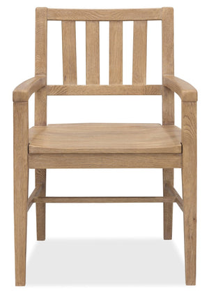 Hooker Furniture Driftwood Rustic Splatback Arm Chair With Solid Oak Frame, Buckboard Finish For Farmhouse Dining Light Wood 6820-75301-80