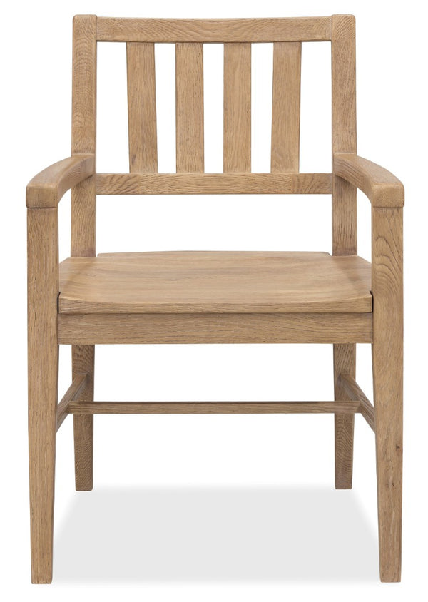 Hooker Furniture Driftwood Rustic Splatback Arm Chair With Solid Oak Frame, Buckboard Finish For Farmhouse Dining Light Wood 6820-75301-80
