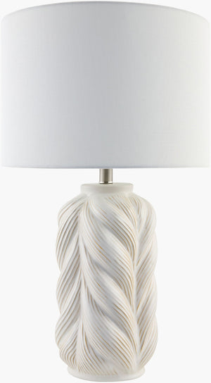 Livabliss Pescia Ceramic Table Lamp with Linen Shade Iron Finial for Bedroom or Living Room PCI-001
