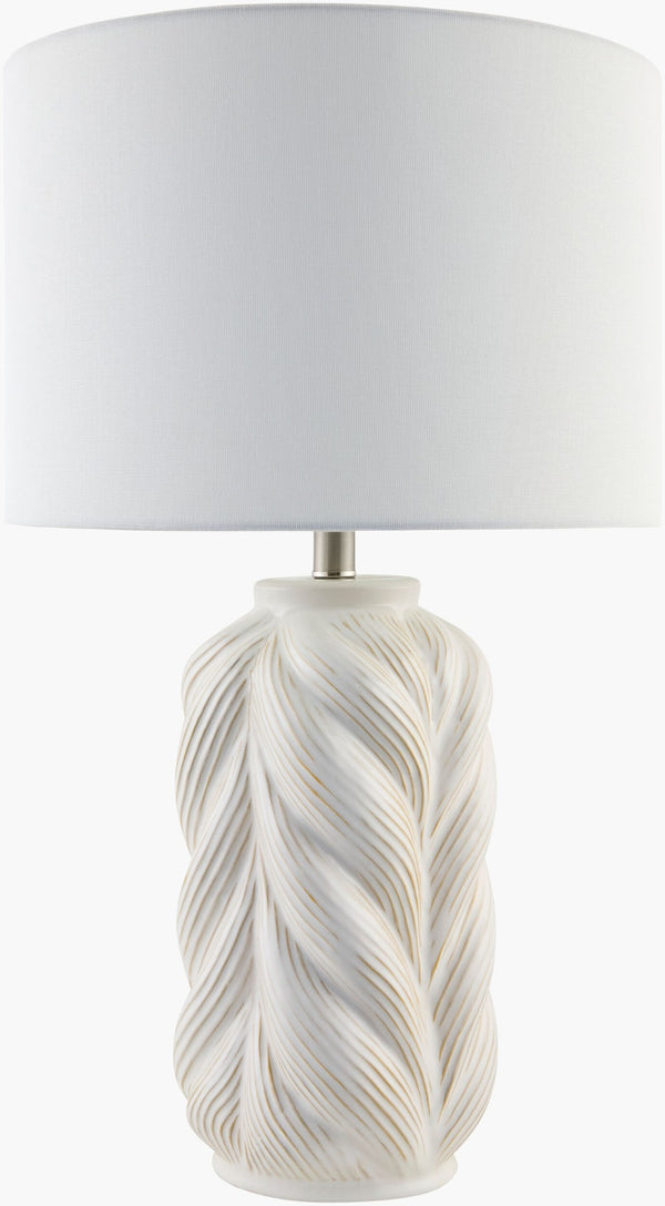 Livabliss Pescia Ceramic Table Lamp with Linen Shade Iron Finial for Bedroom or Living Room PCI-001