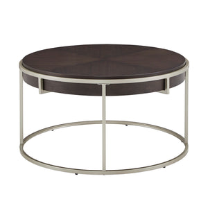 Homelegance By Top-Line Piper Metal Base Round Coffee Table  Walnut Metal