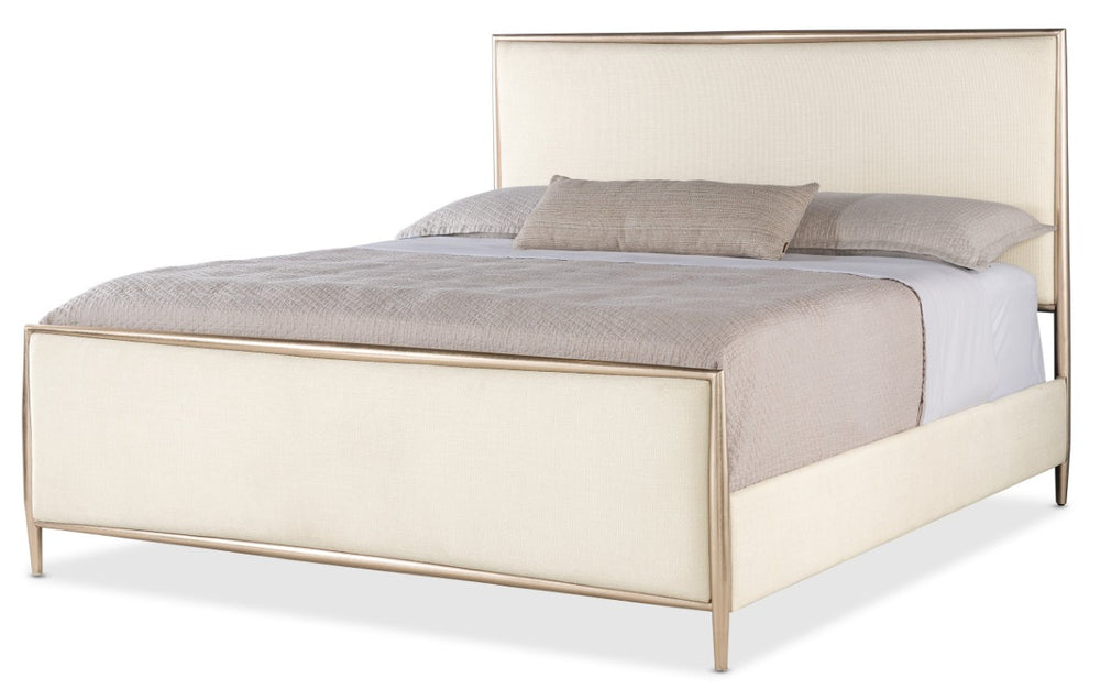Hooker Furniture Westwood Modern Upholstered Metal Bed With Radiant Plated Finish And Durable Performance Fabric Headboard 88.50 L x 80.00W x 56.25H 6133-90166-95