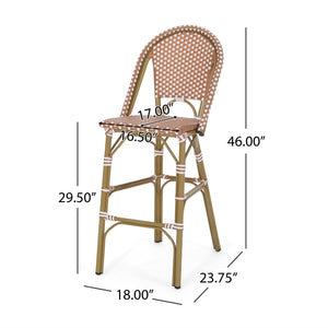 English Elm 29.5" Outdoor Pe Rattan Bistro Barstools Aluminum Frame All-weather Wicker Set of 2 71422.00RT