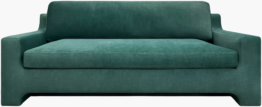 Surya Purcel Luxury 38"H X 86"W Sofa - Plush Polyester Upholstery, Rubber Wood Base, Easy Clean Comfort Upholstery, Teal,Base, Brown Polyester,Rubber Wood,Polyurethane Foam,Polyester,Polyfill Pcl-001