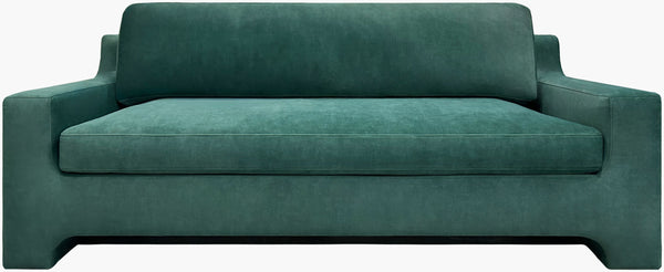 Surya Purcel Luxury 38"H X 86"W Sofa - Plush Polyester Upholstery, Rubber Wood Base, Easy Clean Comfort Upholstery, Teal,Base, Brown Polyester,Rubber Wood,Polyurethane Foam,Polyester,Polyfill Pcl-001