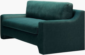 Surya Purcel Luxury 38"H X 86"W Sofa - Plush Polyester Upholstery, Rubber Wood Base, Easy Clean Comfort Upholstery, Teal,Base, Brown Polyester,Rubber Wood,Polyurethane Foam,Polyester,Polyfill Pcl-001