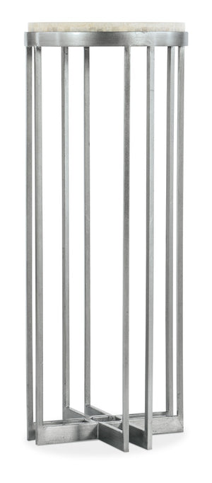 Hooker Furniture Melange Round Tumbled White Onyx Accent Table With Pewter Geometric Base — Compact Elegant Focal Point 14.00 L x 14.00W x 36.00H 5934-50003-00