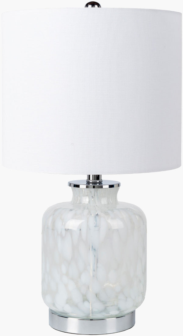 Surya Picton Glass Base Table Lamp with Linen Shade for Bedroom or Living Room Decor PCN-001