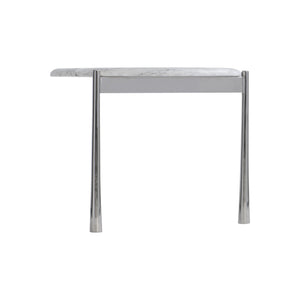 Bernhardt Bernhardt Arris Side Table With Honed Arabescato Marble Top & Polished Stainless Steel Base, Sculptural Accent 321012