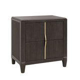 West End Loft 2-Drawer Nightstand with USB-C Outlets Brown with Tuxedo Finish P361140 Pulaski Furniture