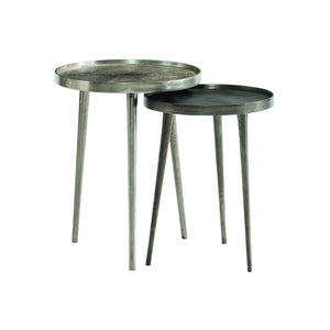 Bernhardt Bernhardt Satin Nickel & Graphite Nesting Tables Set Of 2 — Cast Aluminum Modern Industrial Accent 379158