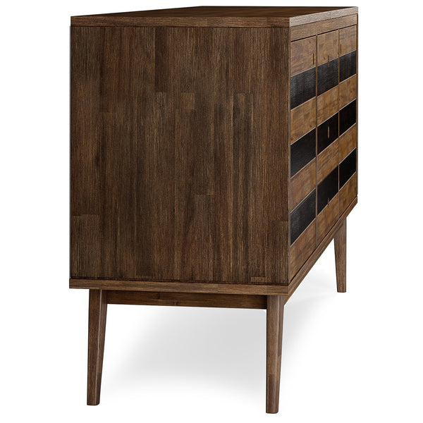 English Elm Clarkson Solid Acacia Sideboard Buffet in Rustic Aged Brown — 3 Drawers, 2 Adjustable Shelves, Mid-Century Storage B136P158777