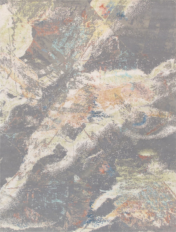 Pasargad Modern Collection Hand-knotted Silk & Wool Abstract Rug - Elegant Design For Sophisticated Homes   Pcr-2 10x14