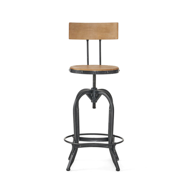 English Elm Adjustable Swivel Barstool Distressed Firwood Seat Industrial Kitchen Counter Height 57835.00FIR