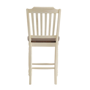 Homelegance By Top-Line Antonio Antique Two-Tone Counter Height Chairs (Set of 2) White Rubberwood