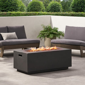 English Elm 40" Rectangular Mgo Concrete Propane Fire Pit 40000 Btu Patio Outdoor Heater 63492.00-40K
