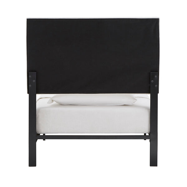 Homelegance By Top-Line Terrell Black Finish Frame with Velvet Fabric Platform Twin Bed Cream Velvet