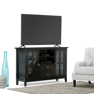 English Elm Artisan Tall Tv Media Stand - Handcrafted Black Lacquer Storage Solution For Up To 60" Tvs B136P158702