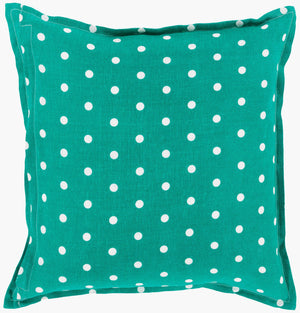 Surya Polka Dot Accent Pillow - 18"X18" Stylish Linen Cushion For Home Decor - Timeless Design, Made In India Emerald Linen Pd006-1818p