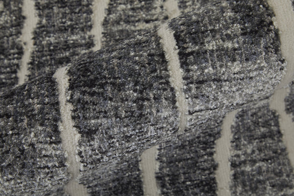 Feizy Rugs Kano Abstract Low Pile Area Rug - Distressed Design, Stain & Water Resistant, Ideal For Pets & Homes Black,Gray,Ivory Polypropylene,Polyester 86439lifivygrya08