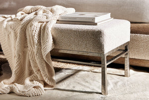 Bernhardt Bernhardt Aventura Bench With Frosted Nickel Cast-Aluminum Frame And Plush Upholstered Seat, 60" 318508