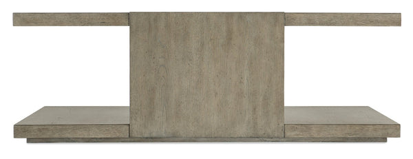 Hooker Furniture Linville Rustic Pine Cocktail Table In Mink Smoked-Gray Finish With Rounded Square Top & Plinth Base 6150-80310-85