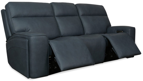 Hooker Furniture Riverton Dante Afterdusk Power Sofa With Dual Recline, Headrest & Lumbar, Hidden Cupholders And Luxe Leather Trim SS708-PHL3-048