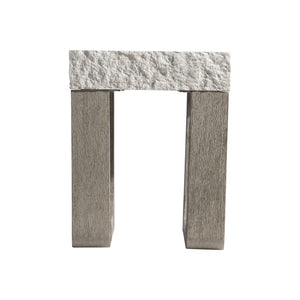 Bernhardt Bernhardt Teak & Grc Outdoor Side Table — Sand Grey Concrete Top, Weathered Teak Sculptural Base K1863